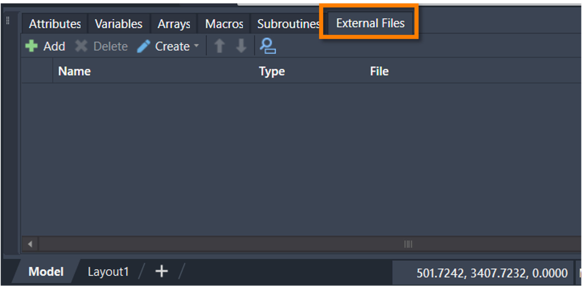 External Files Tab