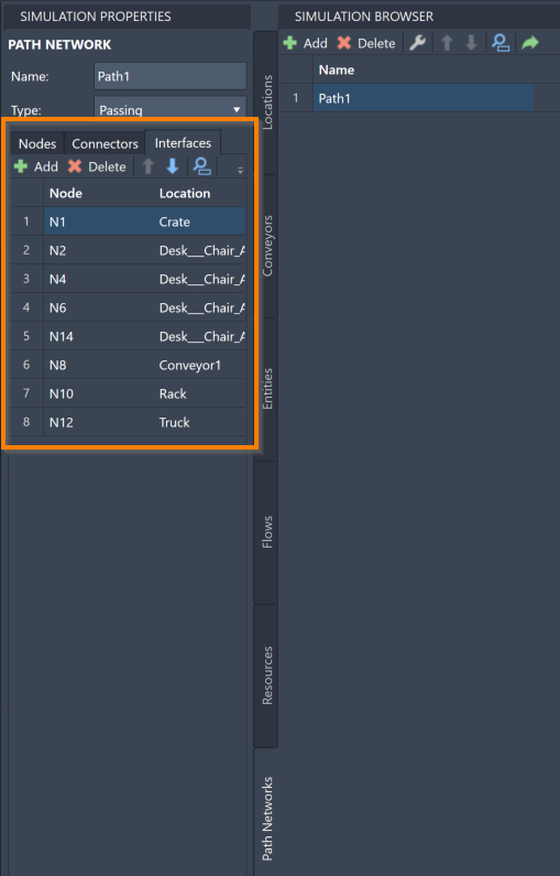 Path Network Interfaces Menu