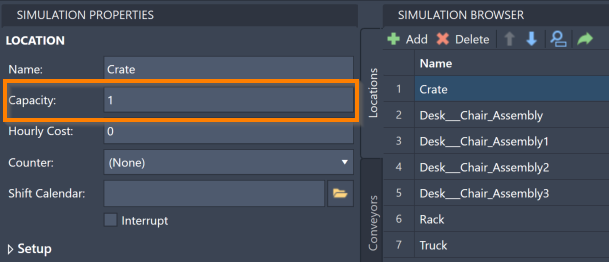 Location Capacity Box