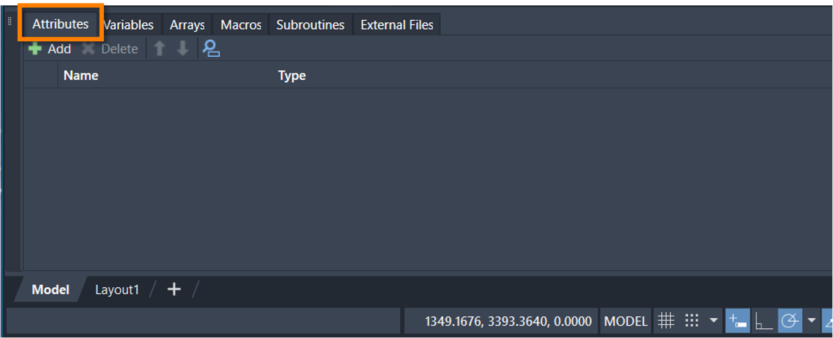 Model Elements Attributes Tab